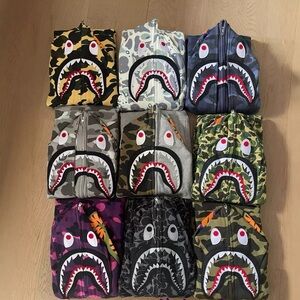 Shark Face Camo Zip Hoodie - Multi Color Options